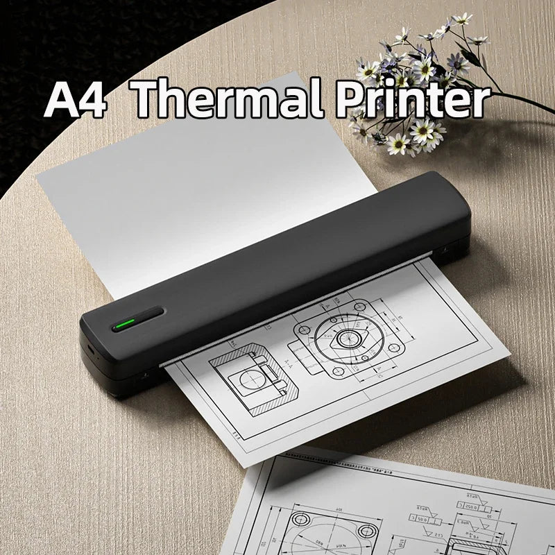 Portable thermal A4 printer printing technical or engineering schematics