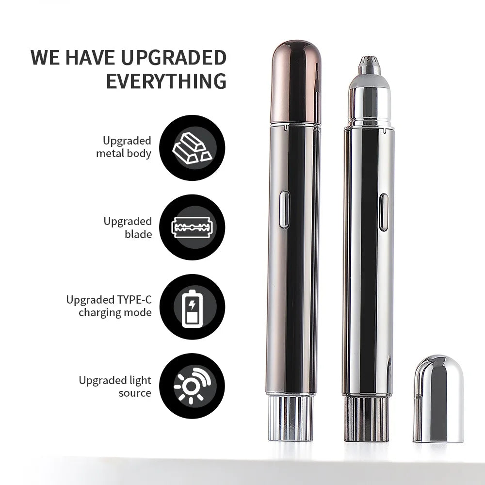 Electric eyebrow trimmer with upgraded metal blade and built-in light