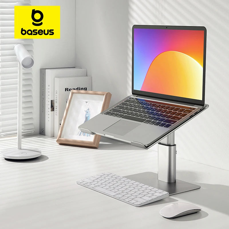 Ergonomic laptop stand with adjustable height and angle for better posture