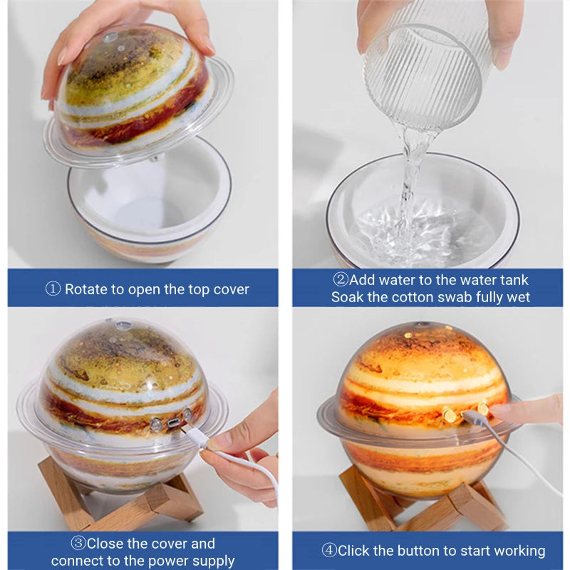 Step-by-step guide to filling and activating the Jupiter planet humidifier diffuser