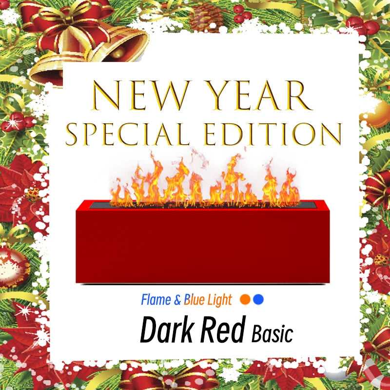 KINSCOTER Dark Red Basic flame diffuser – New Year special edition with festive fire-effect lighting