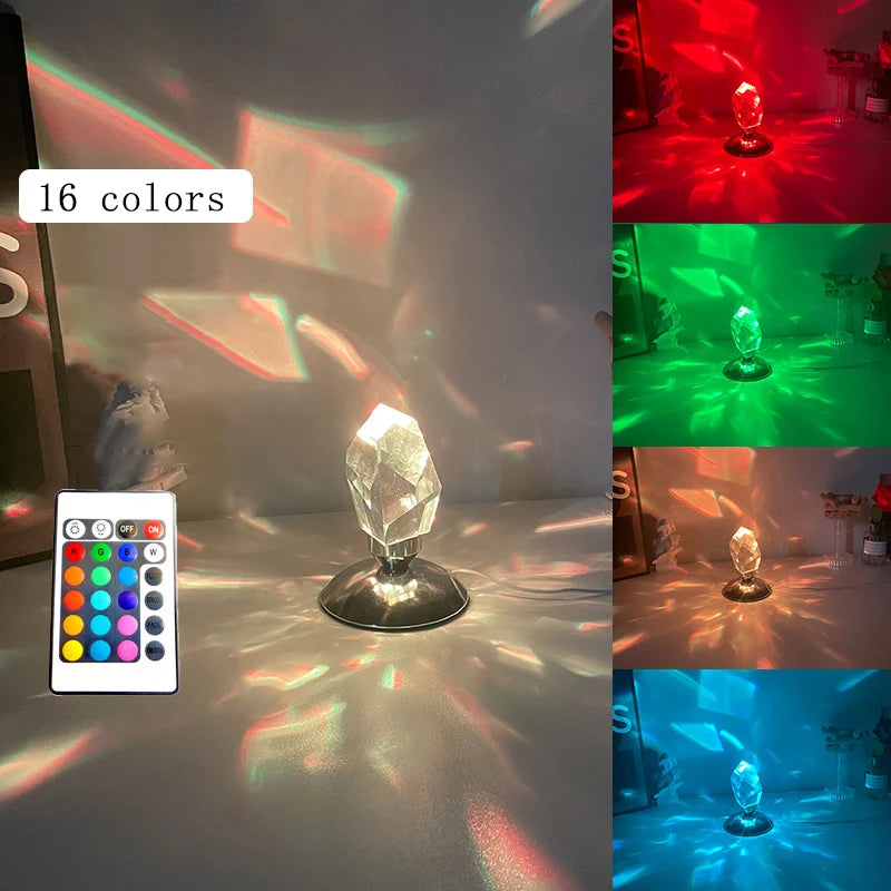 Crystal lamp with 16 color light modes and remote control