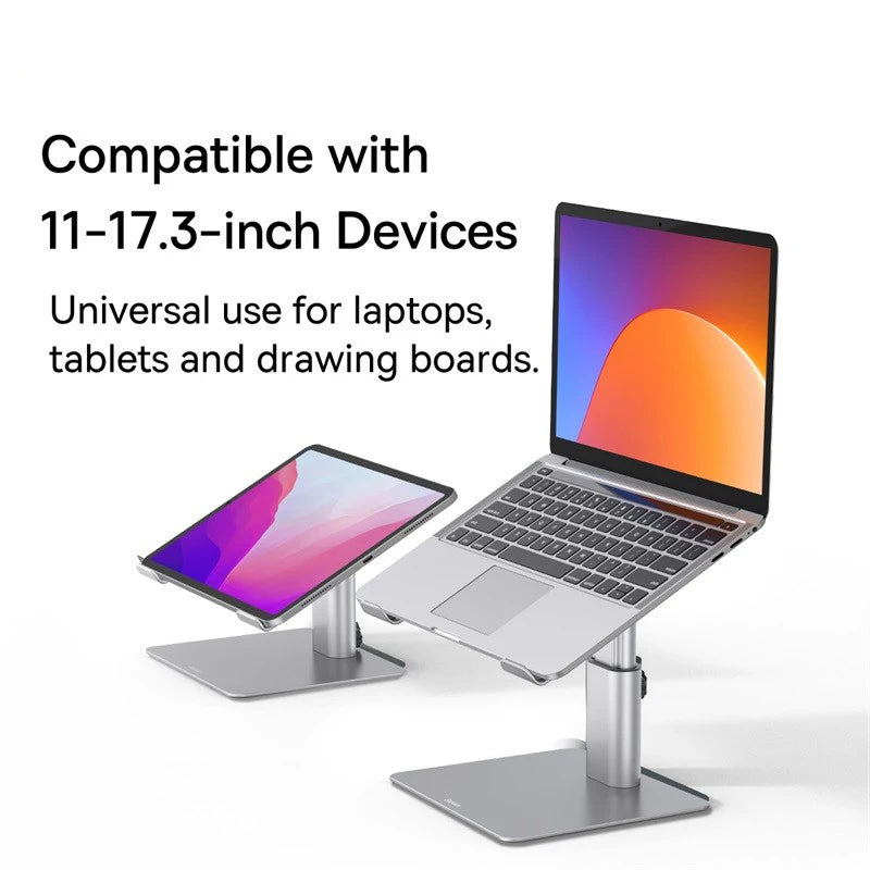 Portable metal laptop stand ideal for desk setup at home or office