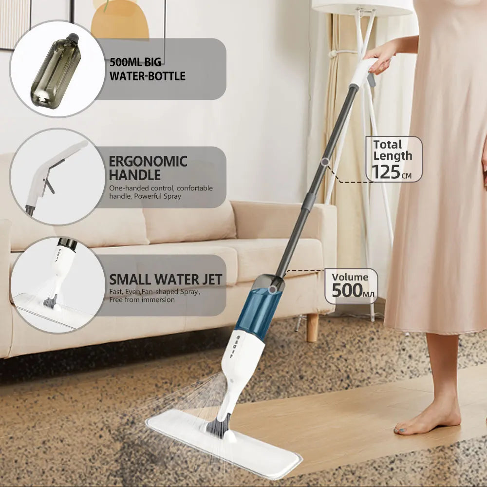 Spray Mop with Ergonomic Handle, 500ml Water Tank and Soft Grip