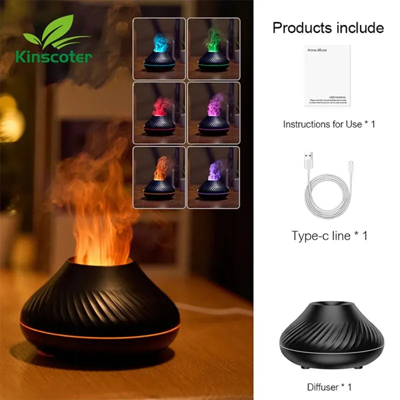 White Kinscoter diffuser with colorful mist and included accessories