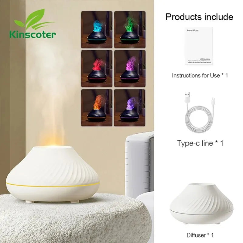 Aroma diffuser package contents — instructions, USB-C cable, diffuser
