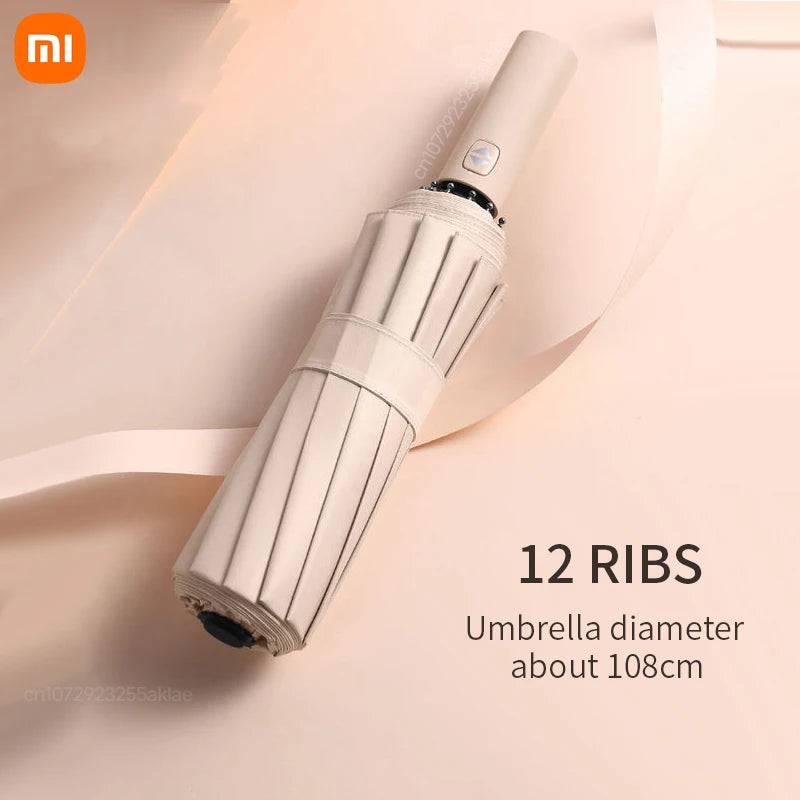 Compact Xiaomi Mijia umbrella with 12 reinforced ribs and 108cm diameter for superior coverage