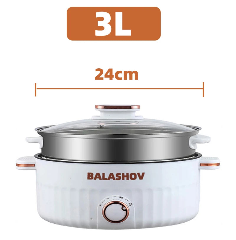 3L Electric Cooker with 24cm diameter and glass lid – ideal for families