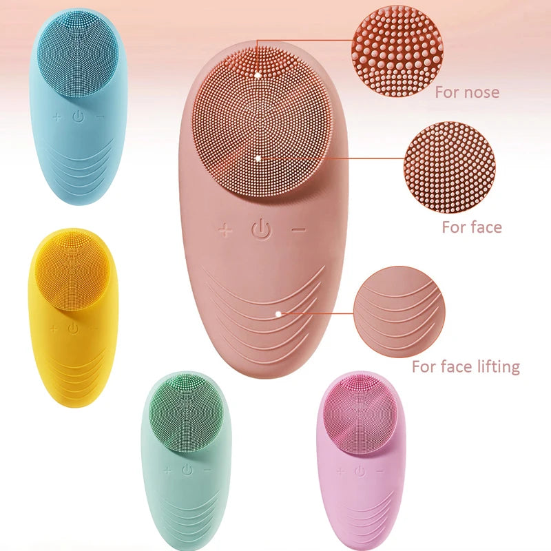 Five color options for silicone face cleansing brush