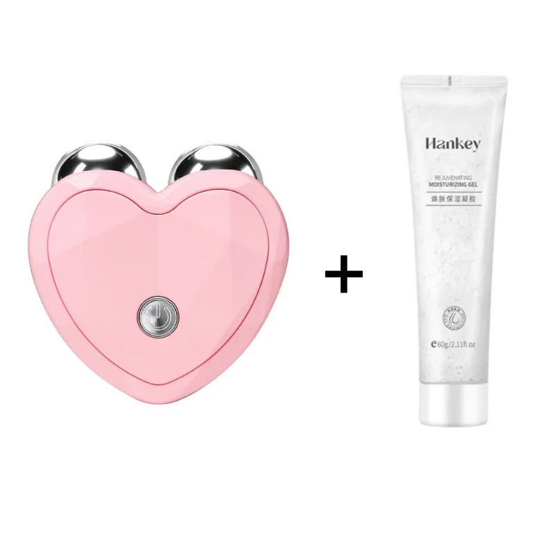 Heart-shaped microcurrent face lifting device with Hankey moisturizing gel