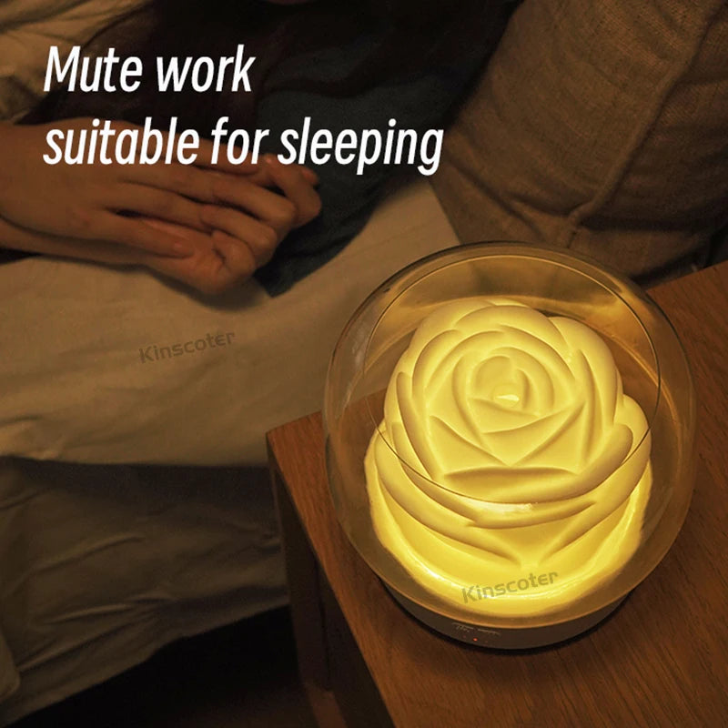 KINSCOTER aroma diffuser glowing softly on a nightstand, ideal for quiet sleep