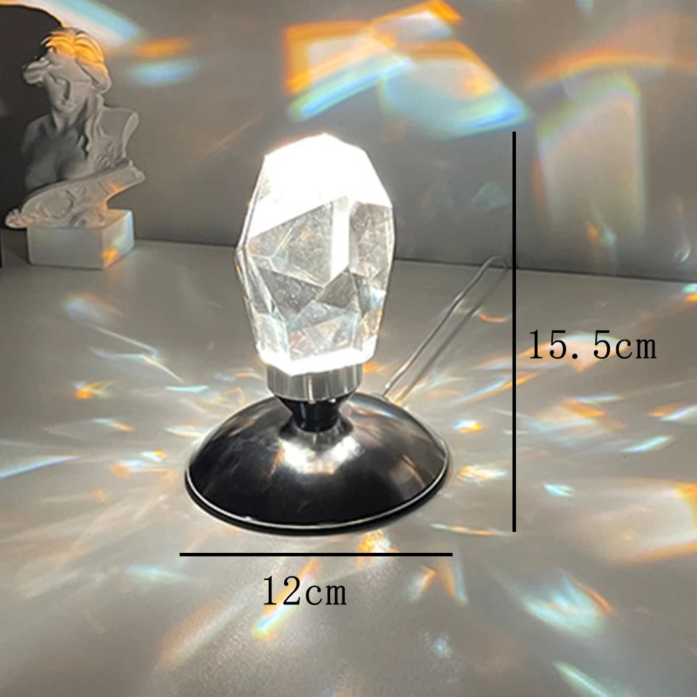 Light Shadow Crystal Lamp with size measurements – 15.5cm height and 12cm base diameter