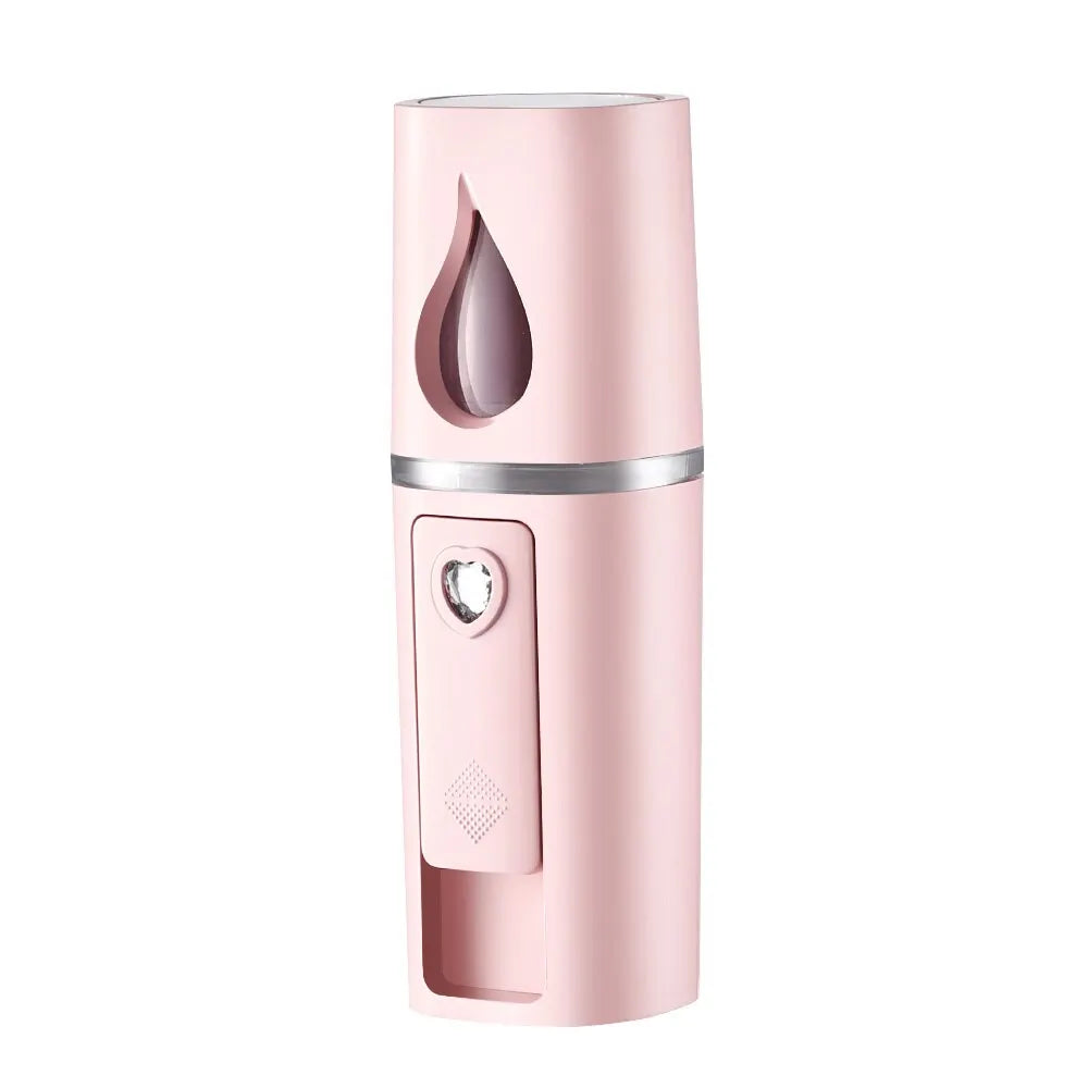 Stylish pink nano facial mister for deep hydration and portable skincare