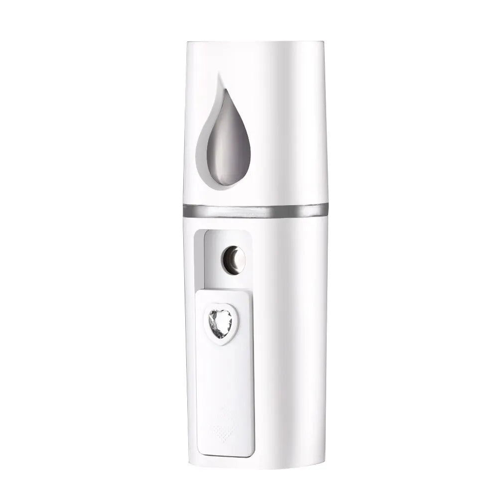 Compact white nano mist sprayer for facial hydration and skincare on the go