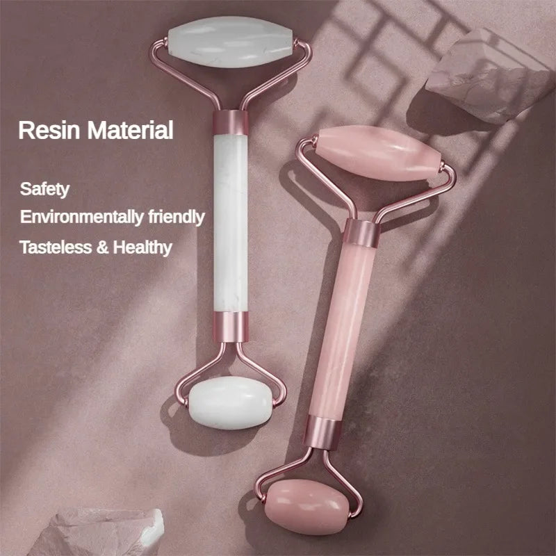 Eco-friendly resin facial rollers in pink and white colors