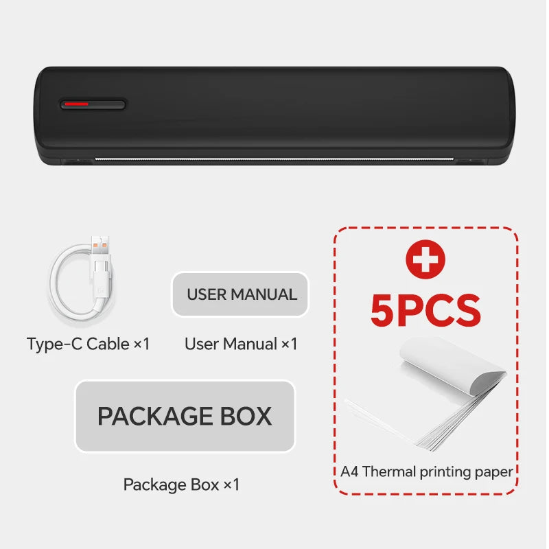 Full set of wireless tattoo printer with 5pcs A4 thermal transfer paper and accessories