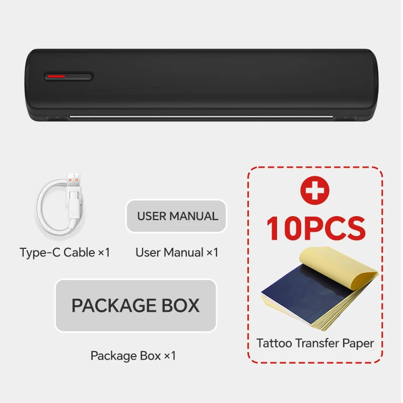 Tattoo thermal printer with 10pcs stencil paper and full accessories kit