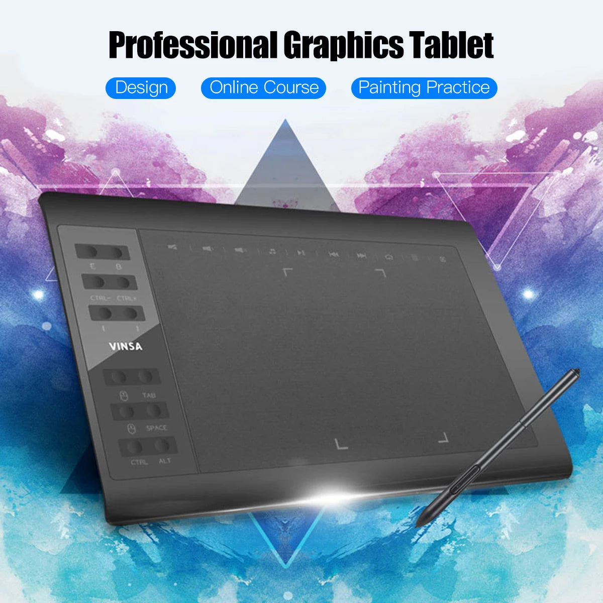 Professional graphics tablet for digital design, online courses, and creative work