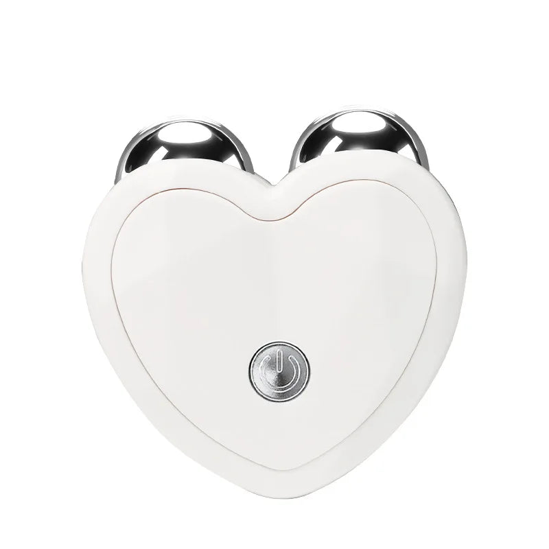 White heart-shaped microcurrent face lift device front view